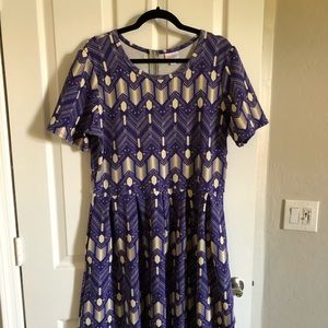 Lula Roe Purple & White Amelia Dress